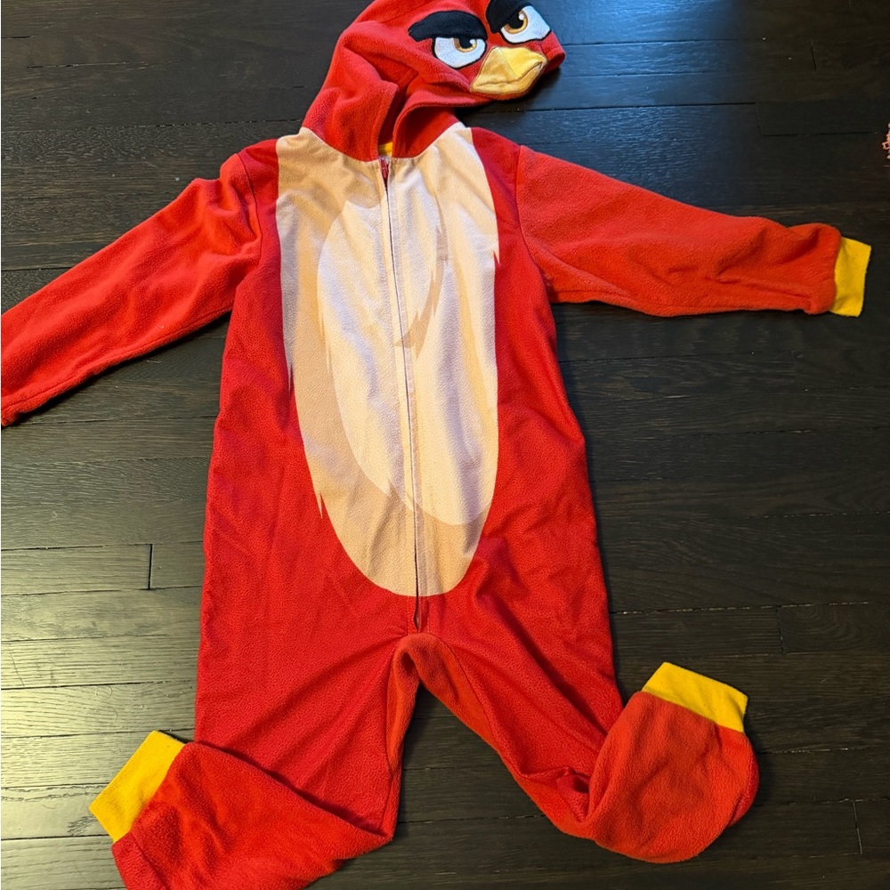 Red Hooded Onesie with Yellow Accent xs 4/5t